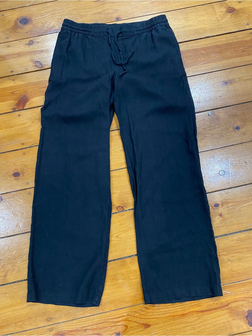Old Navy women’s Black Drawstring Wide-Leg linen pants with pockets size medium